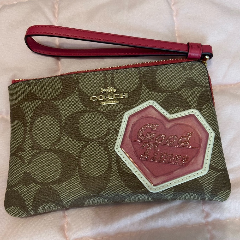Coach Limited Edition Brown Wristlet with Good Times leather patch. Never used.
